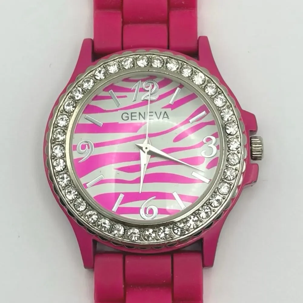 Pink & Silver Zebra Men's Watch